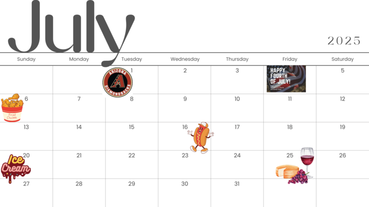 July Events Calendar