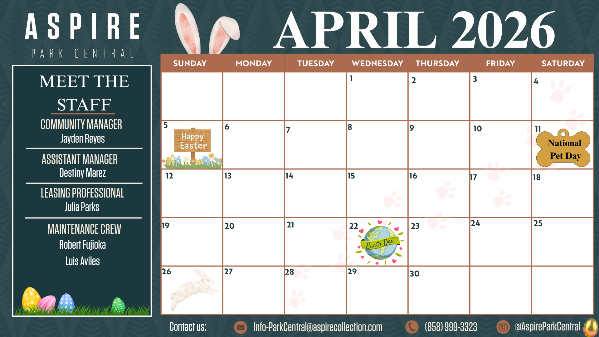 April Events Calendar