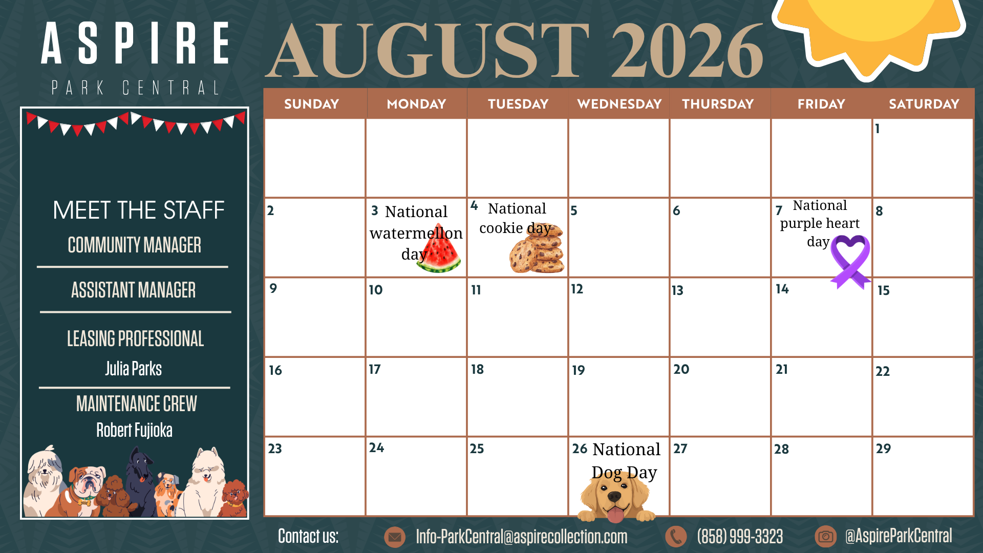 August Events Calendar