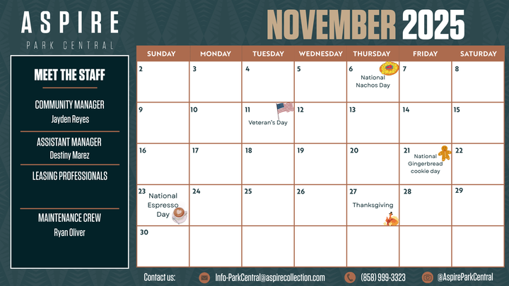 November Event Calendar